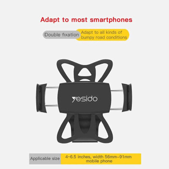 Yesido C42 Bike Bicycle Motorcycle Mobile Phone Holder Mount Universal 360 Degree Adjustable Rotation Compatible with iPhone 12 mini/12/12 pro, Samsung Galaxy S21/20 or Note Ultra, Huawei