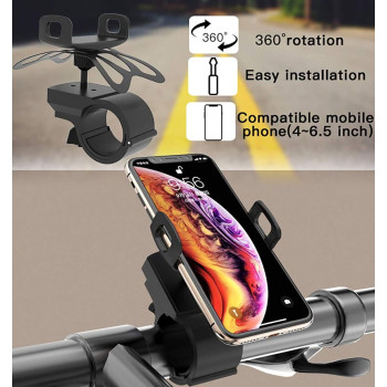 Yesido C42 Bike Bicycle Motorcycle Mobile Phone Holder Mount Universal 360 Degree Adjustable Rotation Compatible with iPhone 12 mini/12/12 pro, Samsung Galaxy S21/20 or Note Ultra, Huawei