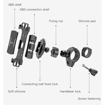 Yesido C66 Bike Bicycle Motorcycle Mobile Phone Holder Mount, Universal 360 Degree Adjustable Rotation, Compatible With Iphone 12 Mini/12/12 Pro, Samsung Galaxy S21/20 Or Note, Huawei And More