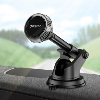 Yesido Magnetic Retractable Car Holder with Sleek Design and Magnetic Mount, Black