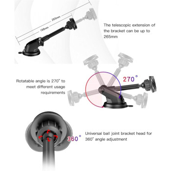 Yesido Magnetic Retractable Car Holder with Sleek Design and Magnetic Mount, Black