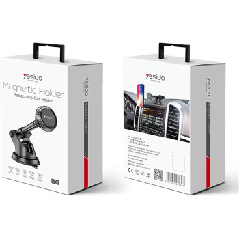 Yesido Magnetic Retractable Car Holder with Sleek Design and Magnetic Mount, Black