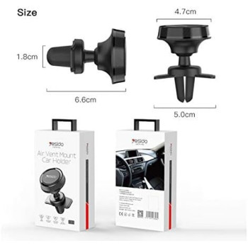 Yesido Mobile Magnetic Car Holder, 360 Degree Magnetic Mount Air Vent Cradle Compatible with Smartphones, Black
