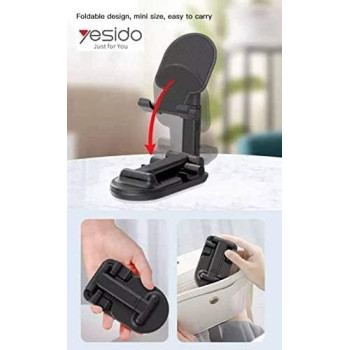 Yesido C85 Mini Foldable Desktop Holder With Adjustable Aluminum Alloy And Premium Quality, Black