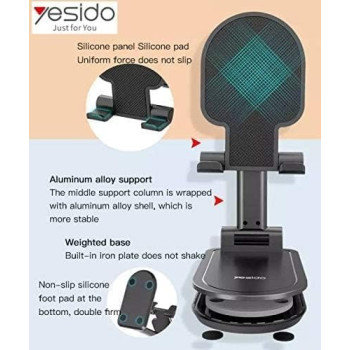 Yesido C85 Mini Foldable Desktop Holder With Adjustable Aluminum Alloy And Premium Quality, Black