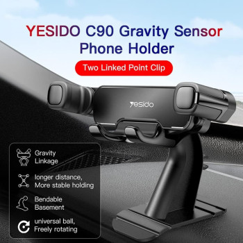 Yesido C90 Car Gravity Mount Cell Phone Holder Vertical Horizontal Gravity, Black