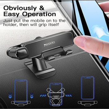 Yesido C90 Car Gravity Mount Cell Phone Holder Vertical Horizontal Gravity, Black