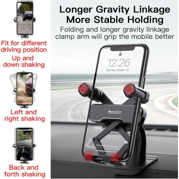 Yesido C90 Car Gravity Mount Cell Phone Holder Vertical Horizontal Gravity, Black
