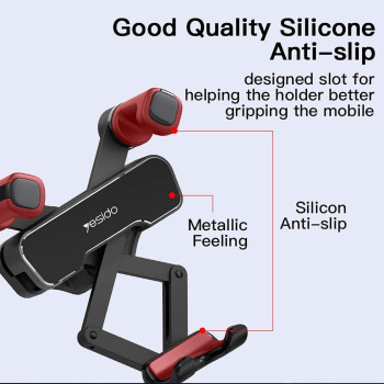 Yesido C90 Car Gravity Mount Cell Phone Holder Vertical Horizontal Gravity, Black