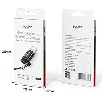 Yesido iPhone data cable 30cm CA-54, Tangle Free, Black