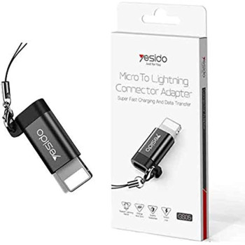 Yesido Micro To Lightning Connector Adaptor With Metalic Finish and Matt Look, Black