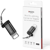 Yesido Micro To Lightning Connector Adaptor With Metalic Finish and Matt Look, Black