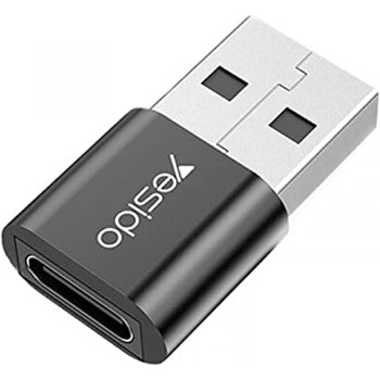 Yesido GS09 Type-C to USB Connector Adapter For Cell Phones, Black