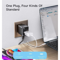 Yesido Universal Travel Adapter with 4 Ultra-Fast USB Port and 1 Type C Power Socket Worldwide Plugs UK EU US AU Auto Switch