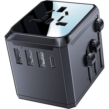 Yesido Universal Travel Adapter with 4 Ultra-Fast USB Port and 1 Type C Power Socket Worldwide Plugs UK EU US AU Auto Switch