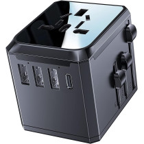 Yesido Universal Travel Adapter with 4 Ultra-Fast USB Port and 1 Type C Power Socket Worldwide Plugs UK EU US AU Auto Switch