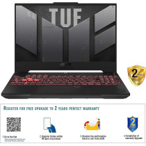Asus Tuf A15 Gaming Laptop FA507NU-LP031W, R7 7735HS, 16GB, 512GB, Nvidia GeForce RTX 4050 6GB, 15.6 Inch FHD(1920 x 1080) 144Hz, Windows 11 Home, Backlit-RGB-Eng-Arb-Kb, Gray