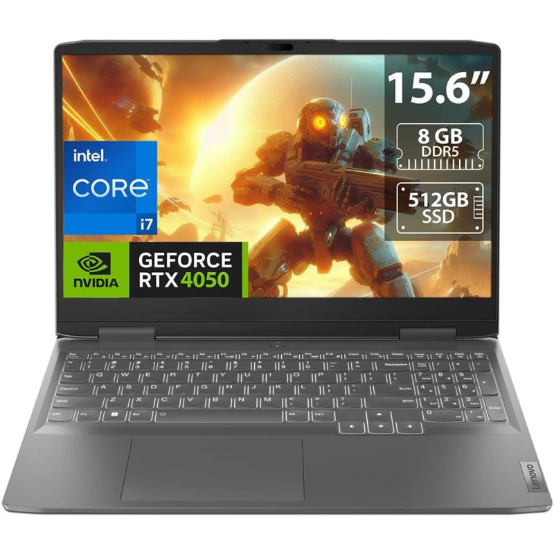 Lenovo Loq 15IRH8 Gaming Laptop, Intel Core i7 13620H, 8GB DDR5 Memory, 512GB SSD, 15.6 Inch LED Display, GeForce RTX 4050 Video, Windows 11 Home, English Version Keyboard, Grey