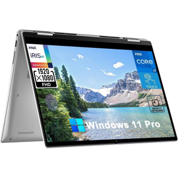 Dell Inspiron 7430 2-In-1 Business Laptop, Windows 11 Home, 14 Inch FHD+ (1920 x 1200) Touchscreen, 13Th Gen Intel 10-Core i7-1355U, 16GB LPDDR5 RAM, 1TB SSD, Backlit Kb, Fingerprint, Thunderbolt 4, Wi-Fi 6E, Silver