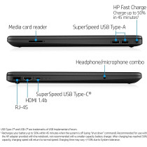 Hp FHD Display Intel Celeron N4020 Upto 2.8 GHz 4GB RAM, 128GB SSD UHD Graphics Notebook Laptop With Bluetooth Webcam, Windows 10, Black