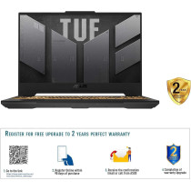 Asus Tuf F15 FX507ZV4-LP052W, Gaming Laptop, i7-12700H 16GB, 1TB Pcie G3 SSD, NV RTX4060, 8GB VRAM, Win11 Home, 15.6-Inch FHD 1920 x 1080 16:9 144Hz, HD Webcam, Backlit-RGB-Eng-Arb-Kb, Gray