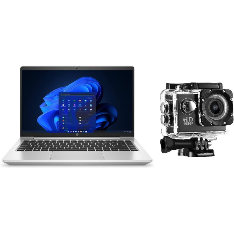 Hp 2023 Latest Probook 440 G9 Business Laptop 14 Inch Display Core i7-1255U Upto 4.7GHz, 32GB 2TB Intel Iris Xe Graphics, Fingerprint, Windows 11 Pro With Sports Action Camera, Silver