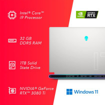 Alienware X17 R2, 17.3 Inch FHD 360Hz 1Ms Gaming Laptop, Intel Core I9 12900HK, Nvidia GeForce RTX 3080 Ti 16GB, 32GB RAM, 1TB SSD, Alienfx Mseries Keyboard, Nvidia G-Sync, Windows 11 Home, White