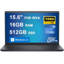 Dell Inspiron 15 3000 3520 Business Laptop 15.6 Inch FHD WVA Anti-Glare 120Hz Display 12Th Generation Intel 10-Core i7-1255U Processor 16GB RAM, 512GB SSD, Intel Iris Xe Graphics HDMI Windows 11, Black