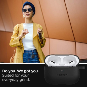 Spigen Silicone Fit Designed For Apple Airpods Pro Case, Black