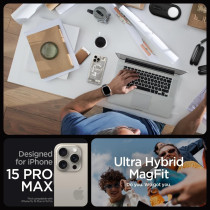 Spigen Magnetic Ultra Hybrid Magfit Designed For iphone 15 Pro Max Case, Zero One Natural Titanium