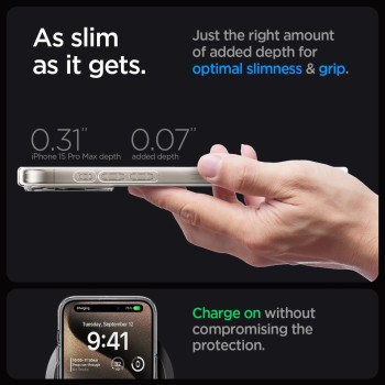 Spigen Magnetic Ultra Hybrid Magfit Designed For iphone 15 Pro Max Case, Zero One Natural Titanium