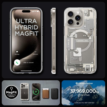 Spigen Magnetic Ultra Hybrid Magfit Designed For iphone 15 Pro Max Case, Zero One Natural Titanium
