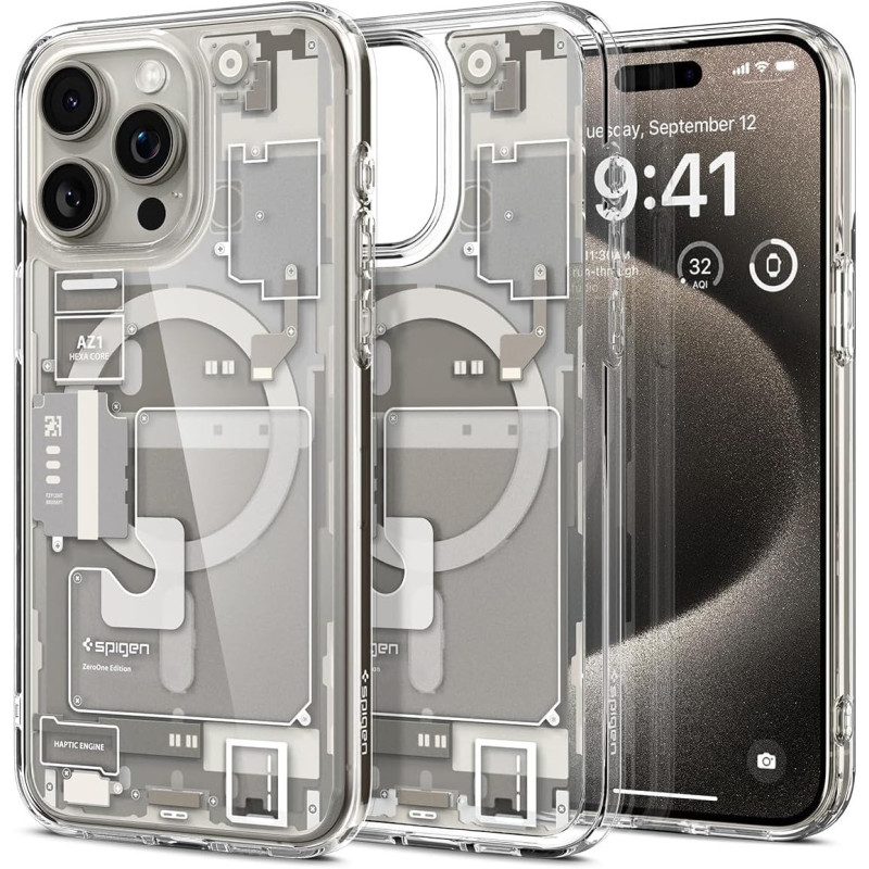 Spigen Magnetic Ultra Hybrid Magfit Designed For iphone 15 Pro Max Case, Zero One Natural Titanium