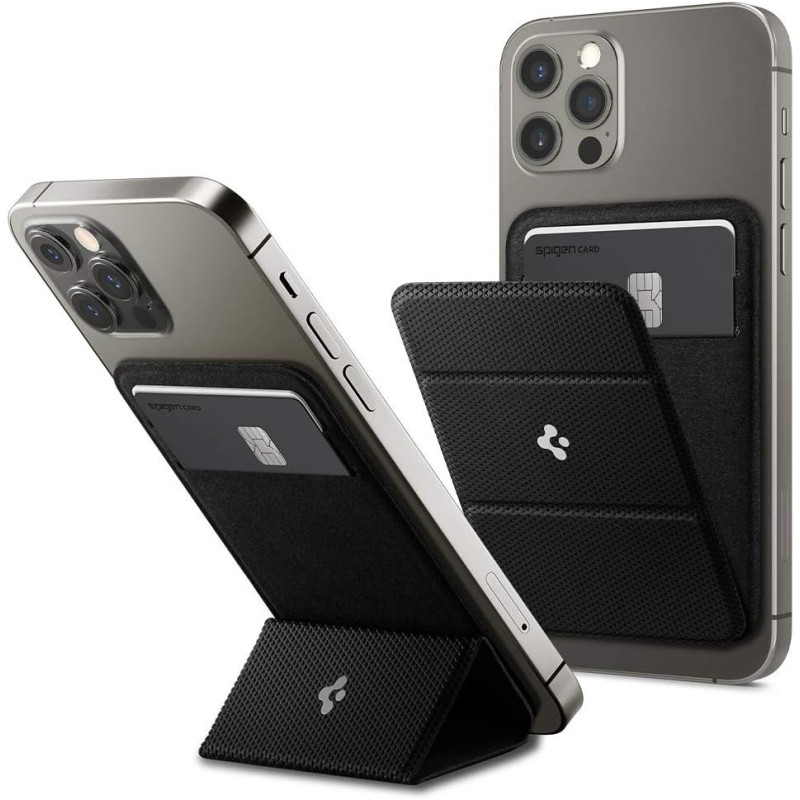 Spigen Smart Fold Magnetic Wallet Card Holder Designed For Magsafe Kickstand Compatible W/iphone 15, iphone 14, iphone 13, iphone 12, Black