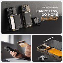 VRS Design Damda Glide Pro Phone Case Designed For, Sturdy Semi Auto Wallet Card Holder Case Compatible With iphone 15 Case