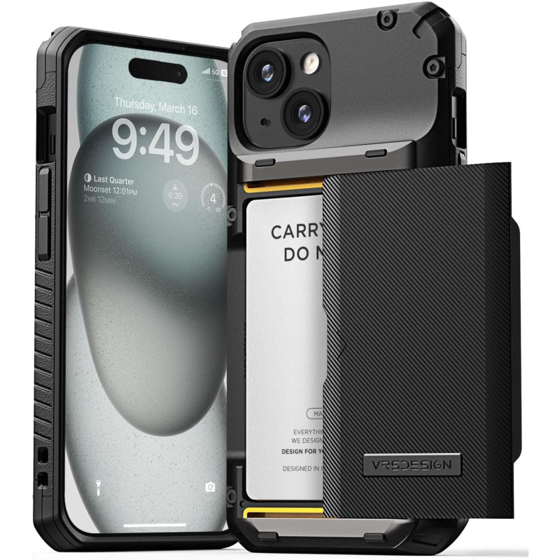 VRS Design Damda Glide Pro Phone Case Designed For, Sturdy Semi Auto Wallet Card Holder Case Compatible With iphone 15 Case