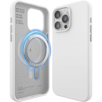 Elago Magnetic Silicone Case Compatible With iphone 15 Pro Max Case 6.7 Inch, Soft GrIP Silicone, Shockproof, White