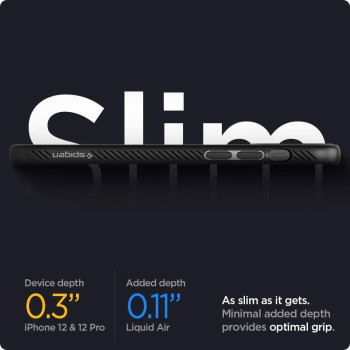 Spigen For iphone 12 Pro Case, Liquid Air Armor Case For iphone 12 And 12 Pro, Matte Black