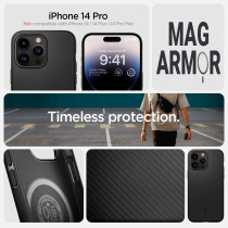 Spigen Mag Armor Compatible With Magsafe Designed For iphone 14 Pro Case, Matte Black
