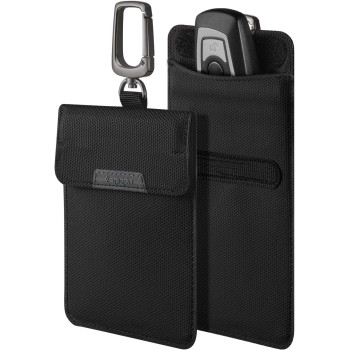 Spigen Klasden Faraday Bag Designed For Car Rfid Signal Blocking Car Anti-Theft Key Fob Protector Anti-Hacking Case Faraday Cage Car Key Pouch, Black