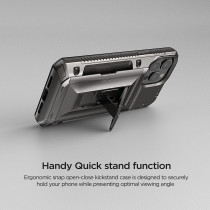 VRS Design Damda Glide Hybrid Phone Case For iphone 13 Pro Max, Card Slot Holder With Kickstand, Functional Sturdy Case Compatible For iphone 13 Pro Max Case Metal, Black