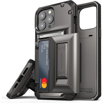 VRS Design Damda Glide Hybrid Phone Case For iphone 13 Pro Max, Card Slot Holder With Kickstand, Functional Sturdy Case Compatible For iphone 13 Pro Max Case Metal, Black