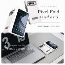 VRS Design Terra Guard Modern For Google Pixel Fold Case, Rugged Minimalist Dual Protection Style Anti Scratch Hinge Protection Case Compatible With Pixel Fold, White