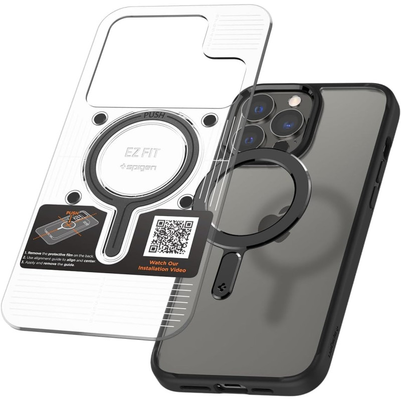 Spigen Magnetic Ring Plate Adapter For Magsafe Stickers With Ez-Fit Kit, Black