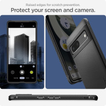 Spigen Rugged Armor Pixel 7 Case, Matte Black, Carbon Fiber, Shock-Absorbent