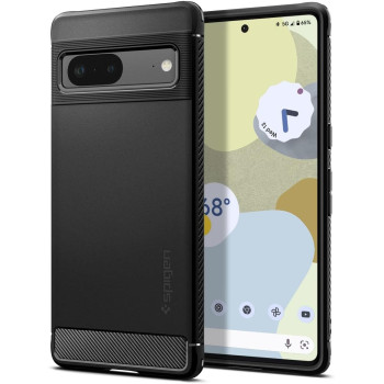 Spigen Rugged Armor Pixel 7 Case, Matte Black, Carbon Fiber, Shock-Absorbent