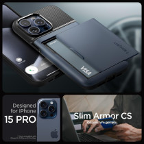 Spigen Slim Armor Cs Designed For iphone 15 Pro Case, Metal Slate