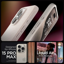 Spigen Liquid Air Designed For iphone 15 Pro Max Case, Natural Titanium