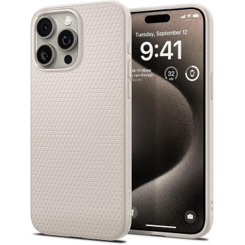 Spigen Liquid Air Designed For iphone 15 Pro Max Case, Natural Titanium