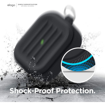 Elago Armor Case Designed For Apple Airpods Pro Case, Tough Drop Protection, Shock Resistant, Made From Durable Silicone, Black